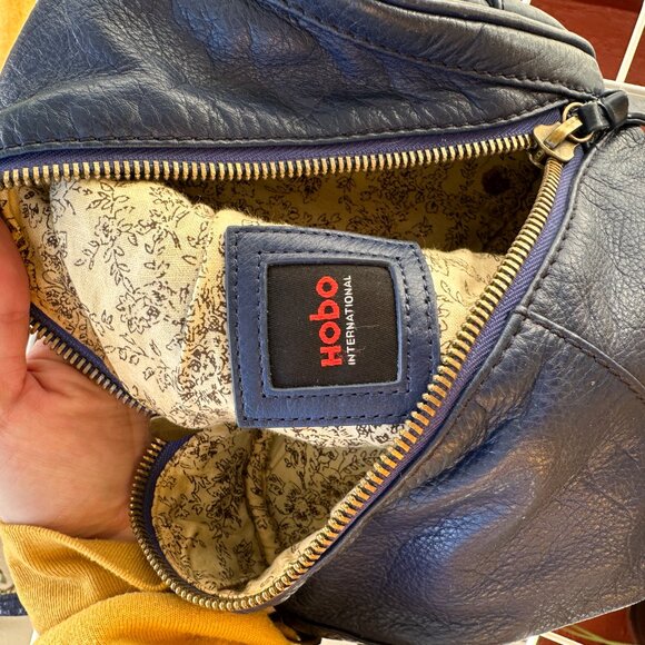 Vintage Unique Blue Leather Convertible Hobo International Purse - Picture 8 of 13